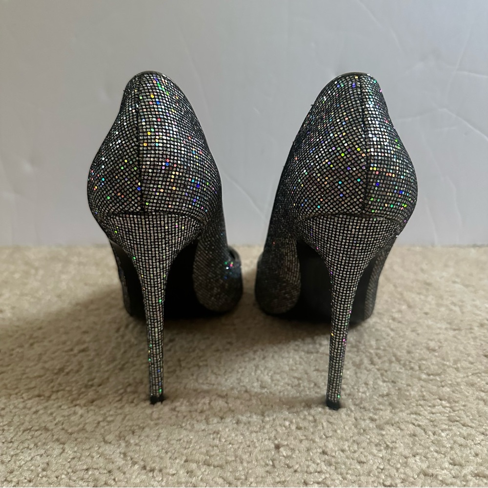 Steve Madden Daisie disco ball Silver Glitter High Heels pumps sparkle size 7 - Picture 8 of 11